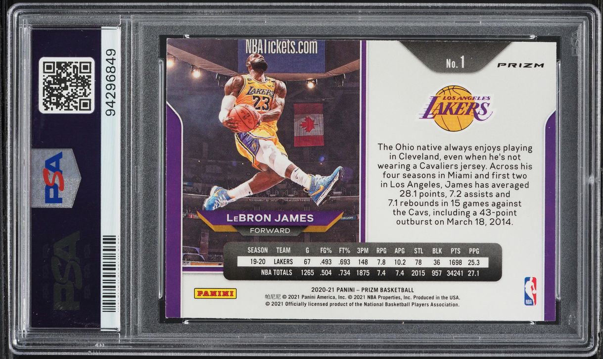2020 Panini Prizm Silver LeBron James #1 PSA 9 MINT on Fanatics