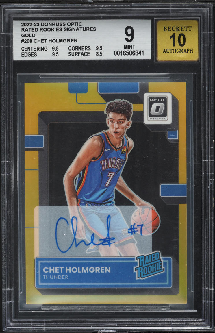 2022 Donruss Optic Signatures Gold Chet Holmgren ROOKIE AUTO /10 #208 BGS 9 MINT