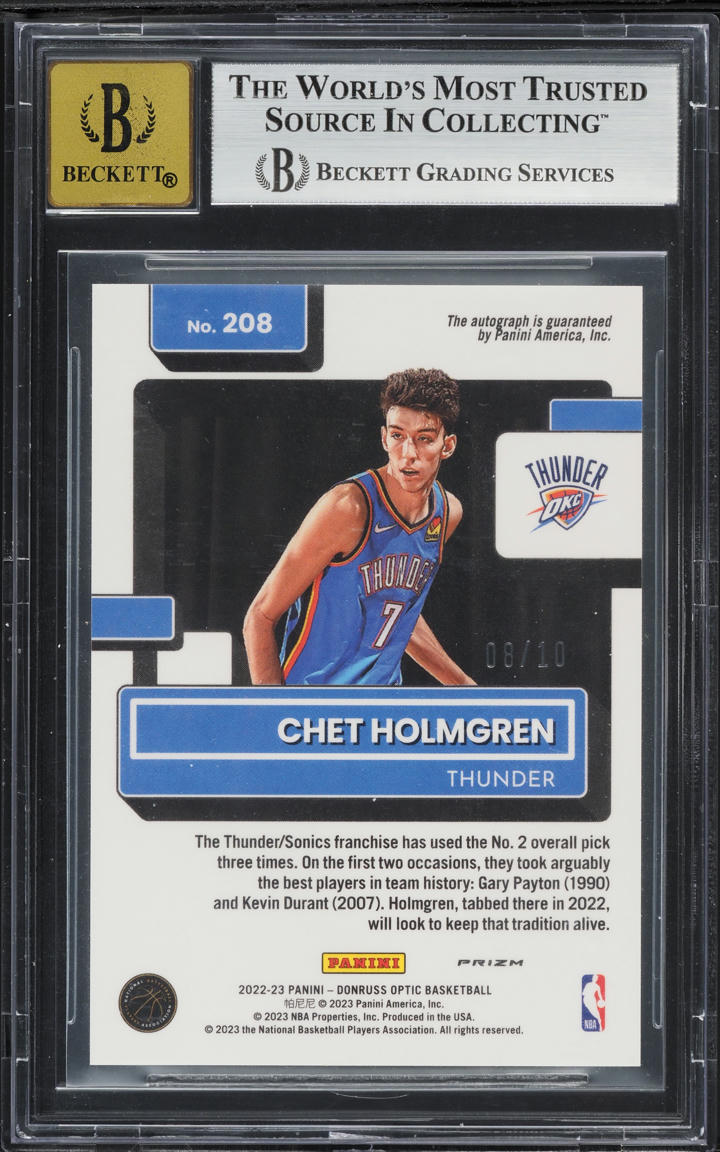 2022 Donruss Optic Signatures Gold Chet Holmgren ROOKIE AUTO /10 #208 BGS 9 MINT