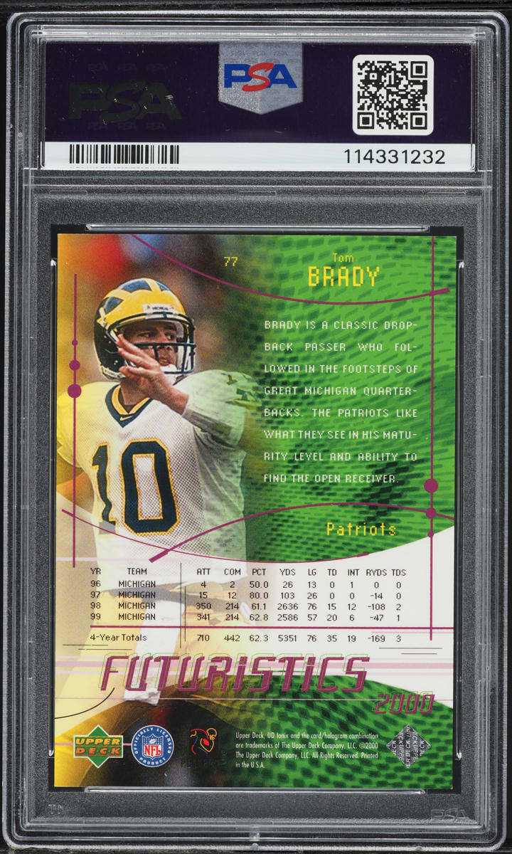 2000 Upper Deck Ionix Tom Brady ROOKIE /2000 #77 PSA 8 NM-MT