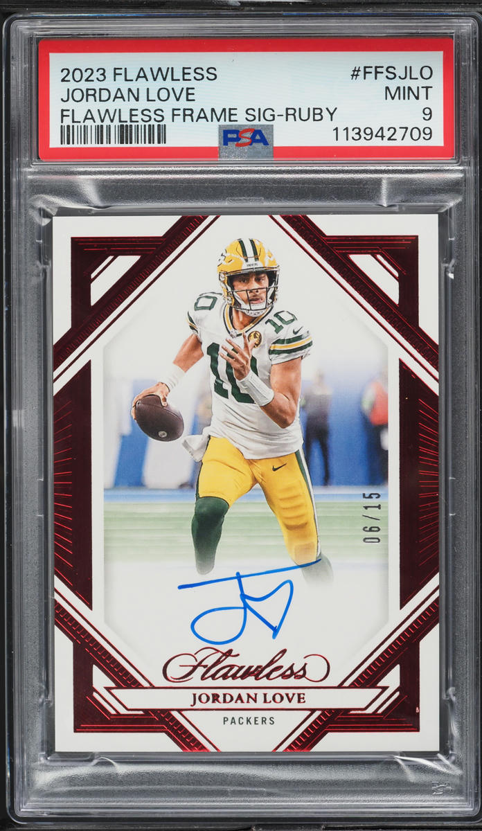 2023 Panini Flawless Frame Signatures Ruby Jordan Love AUTO /15 #FFSJLO PSA 9