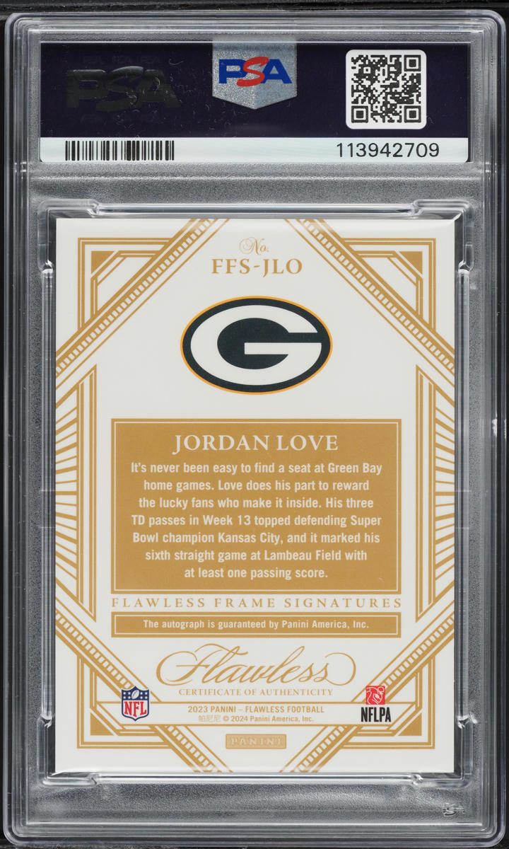 2023 Panini Flawless Frame Signatures Ruby Jordan Love AUTO /15 #FFSJLO PSA 9