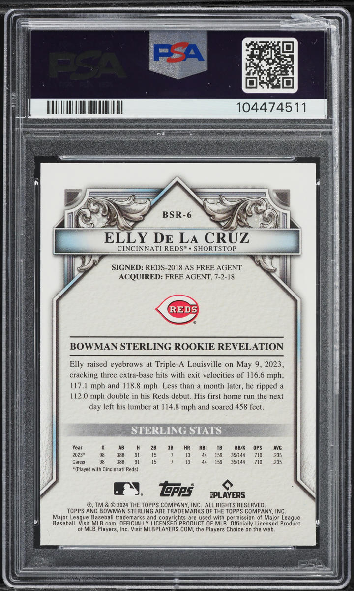 2024 Bowman Sterling Silver Refractor Elly De La Cruz ROOKIE /100 #BSR6 PSA 10