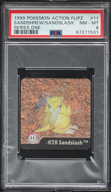 1999 Pokemon Action Flipz Series One Sandshrew Sandslash #11 PSA 8