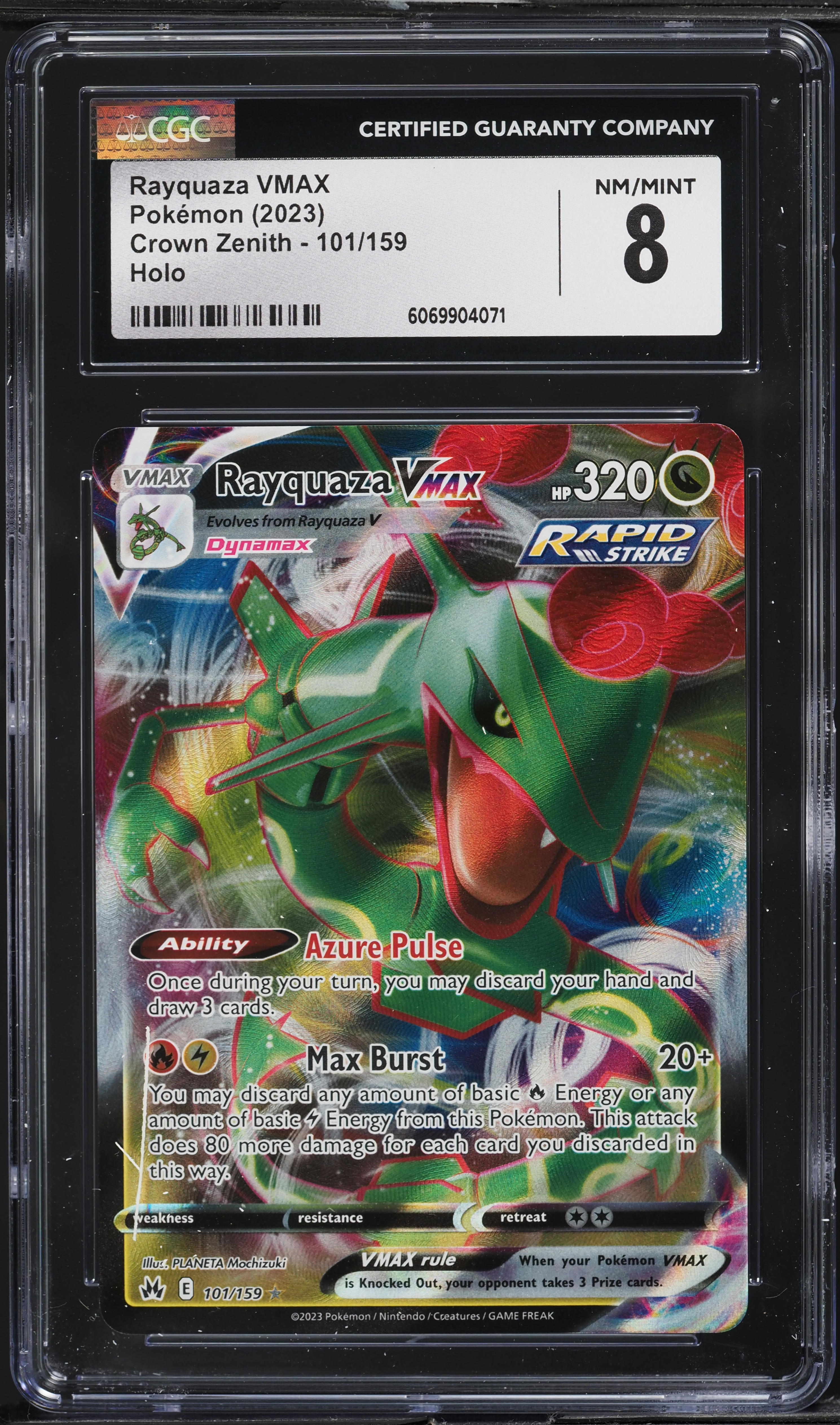 2023 Pokemon SWSH Crown Zenith Full Art Rayquaza VMAX #101 CGC 8 NM-MT on Fanatics Collect 2023 Pokemon SWSH Crown Zenith Full Art Rayquaza VMAX #101 CGC 8 NM-MT on Fanatics Collect