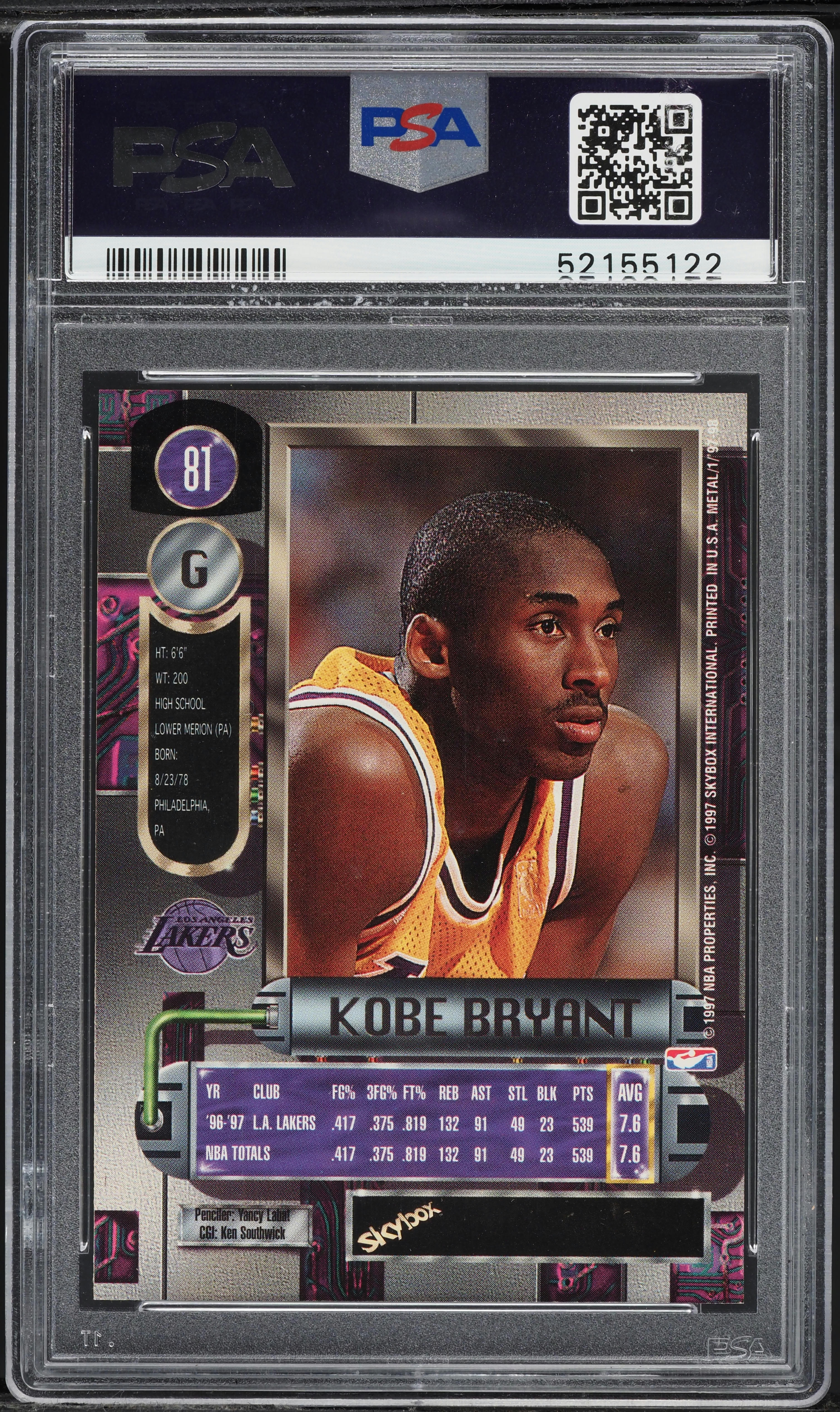 1997 Metal Universe Kobe Bryant #81 PSA 10 GEM MINT on Fanatics