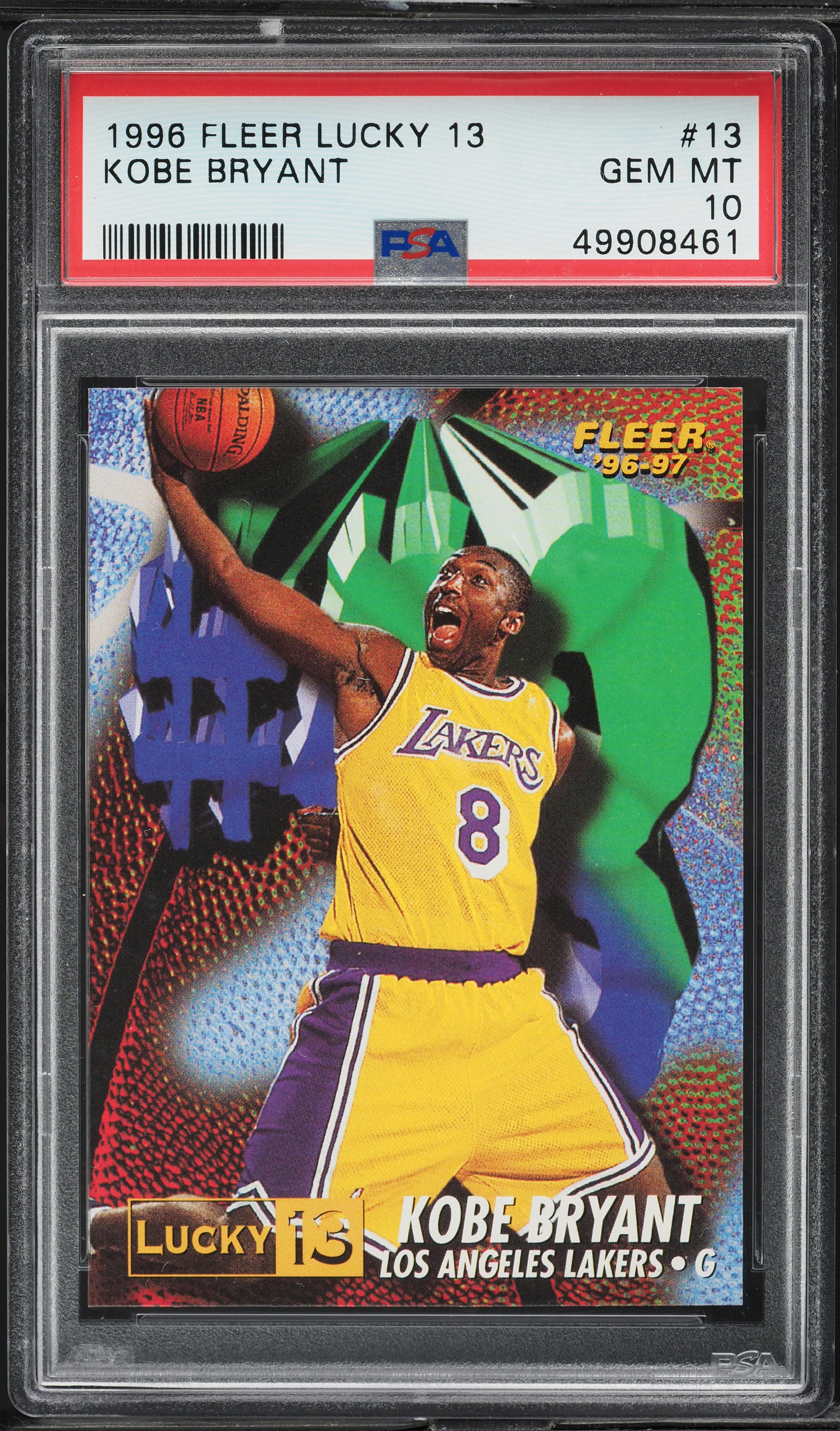 1996 Fleer Lucky 13 Kobe Bryant ROOKIE #13 PSA 10 GEM MINT on