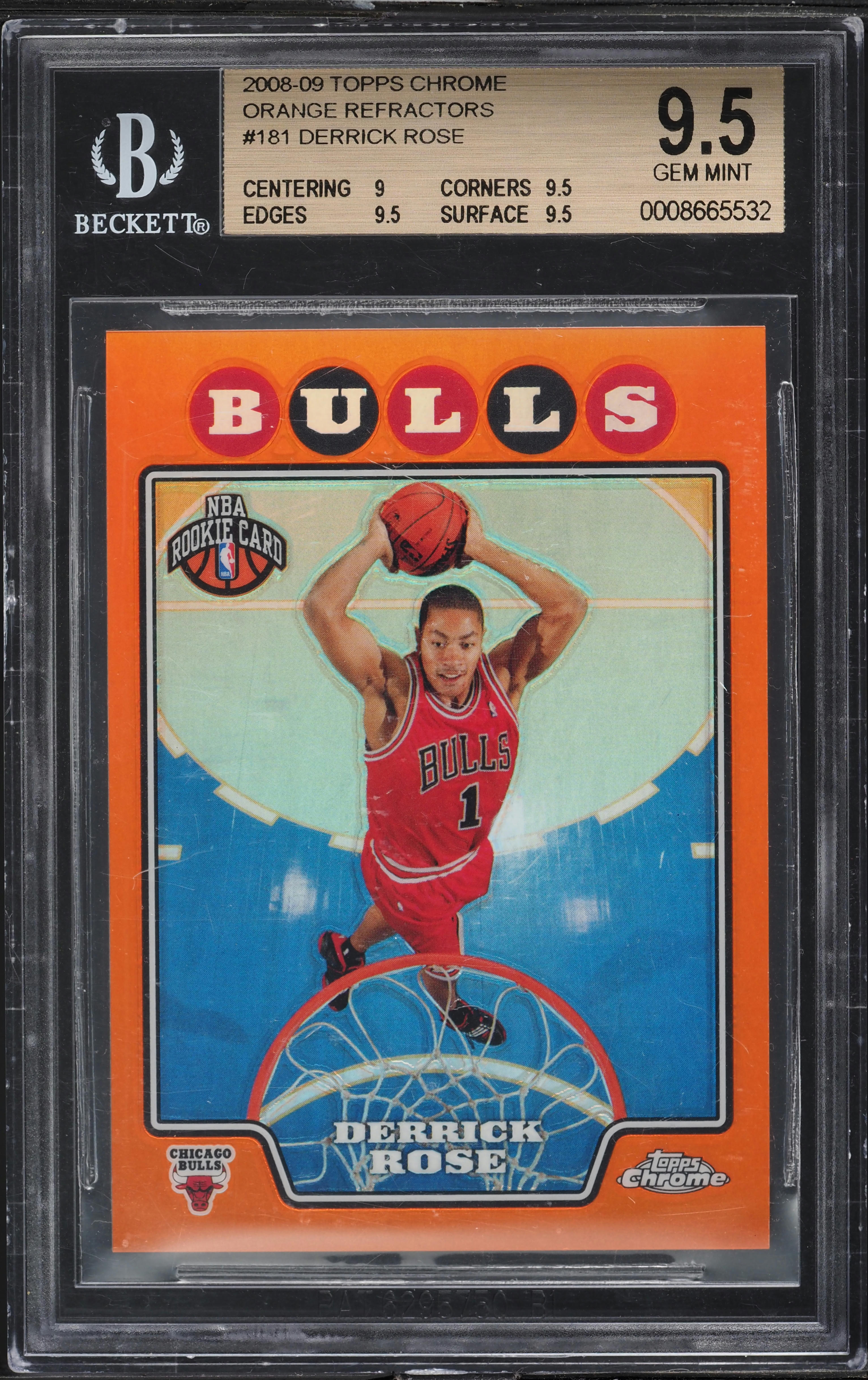 2008 Topps Chrome Orange Refractor Derrick Rose ROOKIE /499 2008 Topps Chrome Orange Refractor Derrick Rose ROOKIE /499