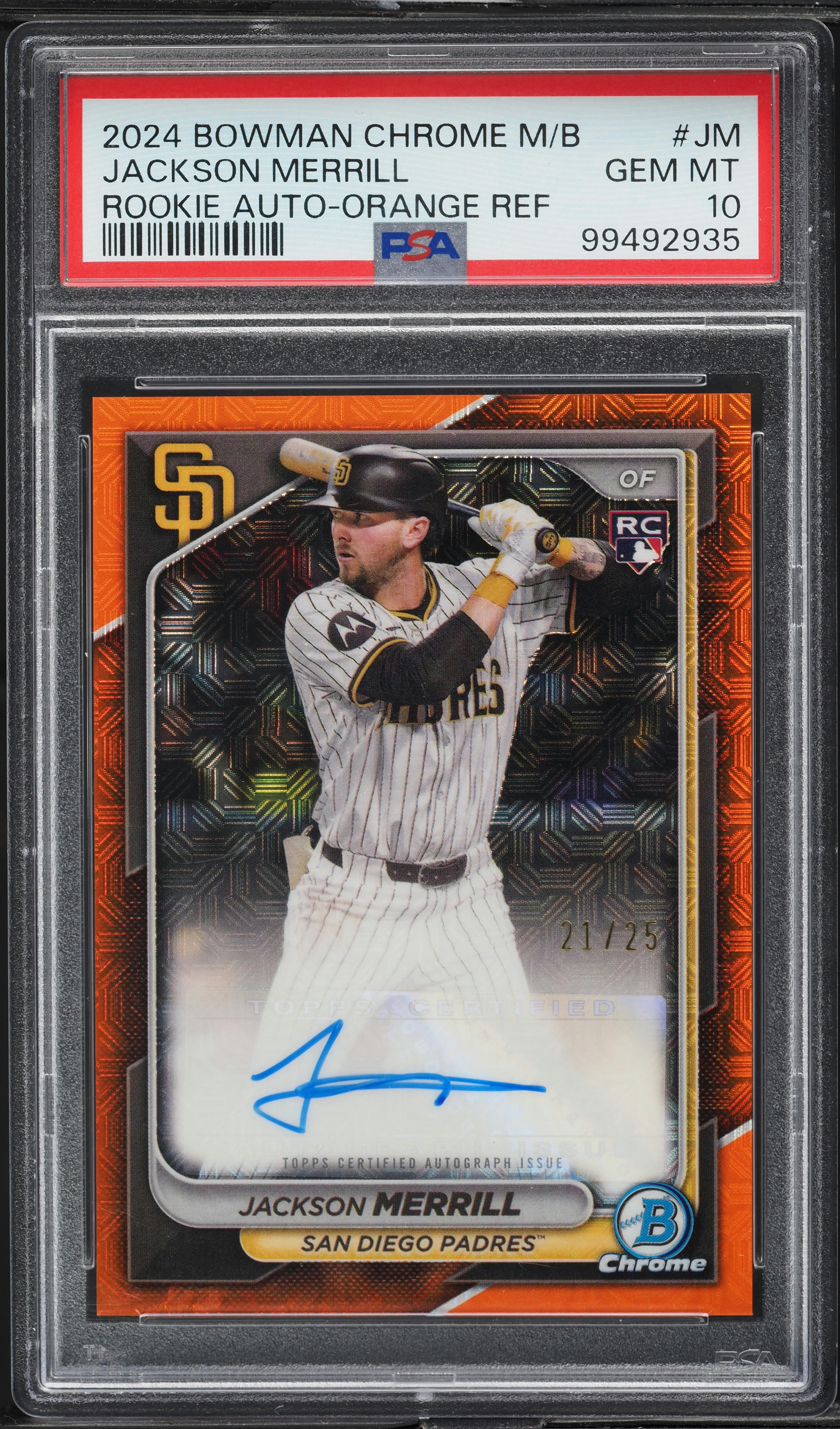 2024 Bowman Chrome Mega Box Orange Ref Jackson Merrill ROOKIE AUTO