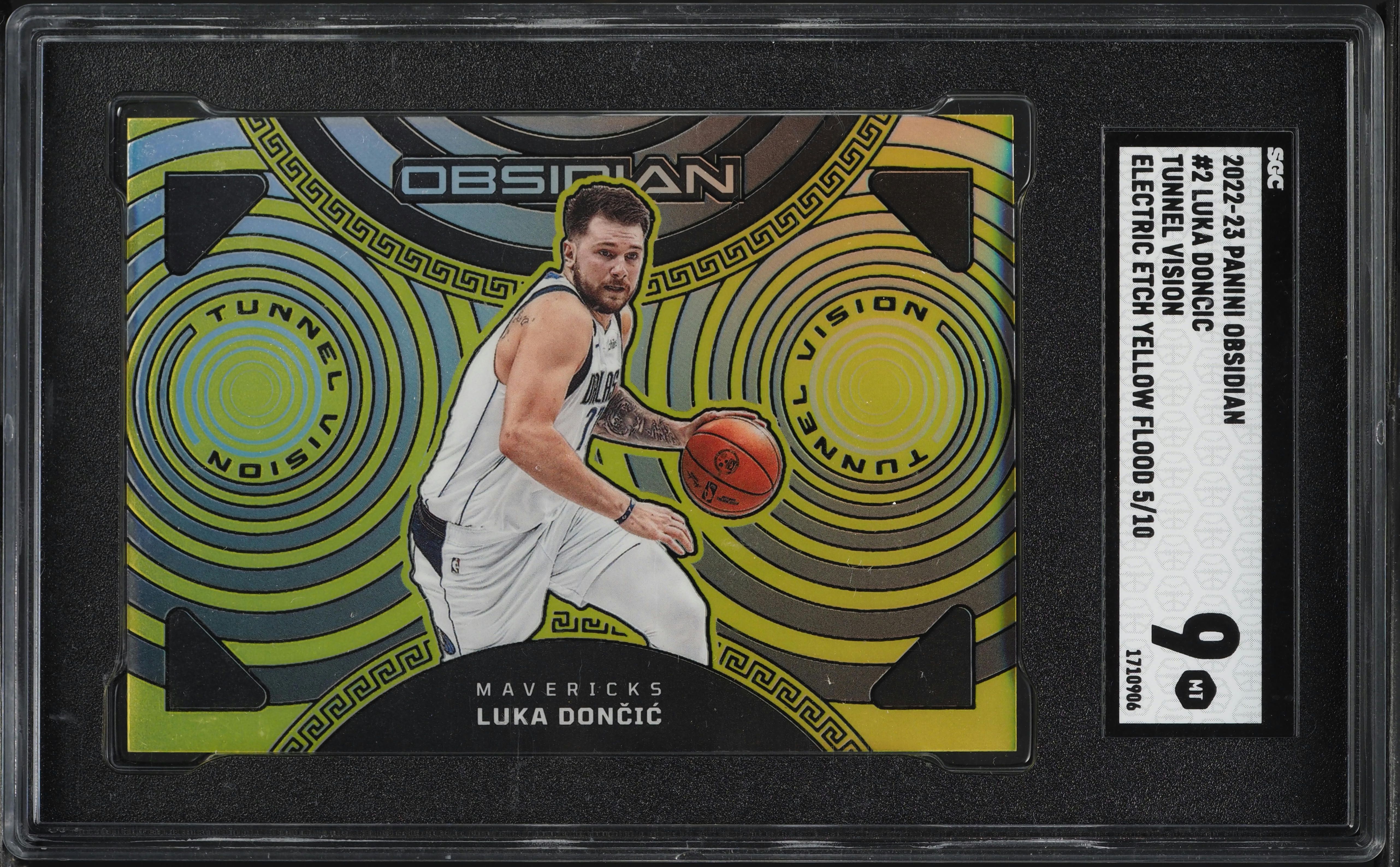 2022 Panini Obsidian Basketball Electric Etch Yellow Flood Luka Doncic #2 PSA 8