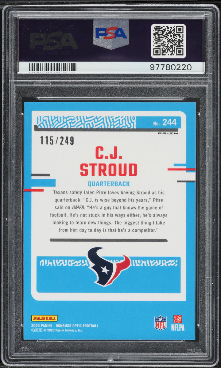 2023 Donruss Optic Orange C.J Stroud ROOKIE /249 #244 PSA 10 GEM MINT