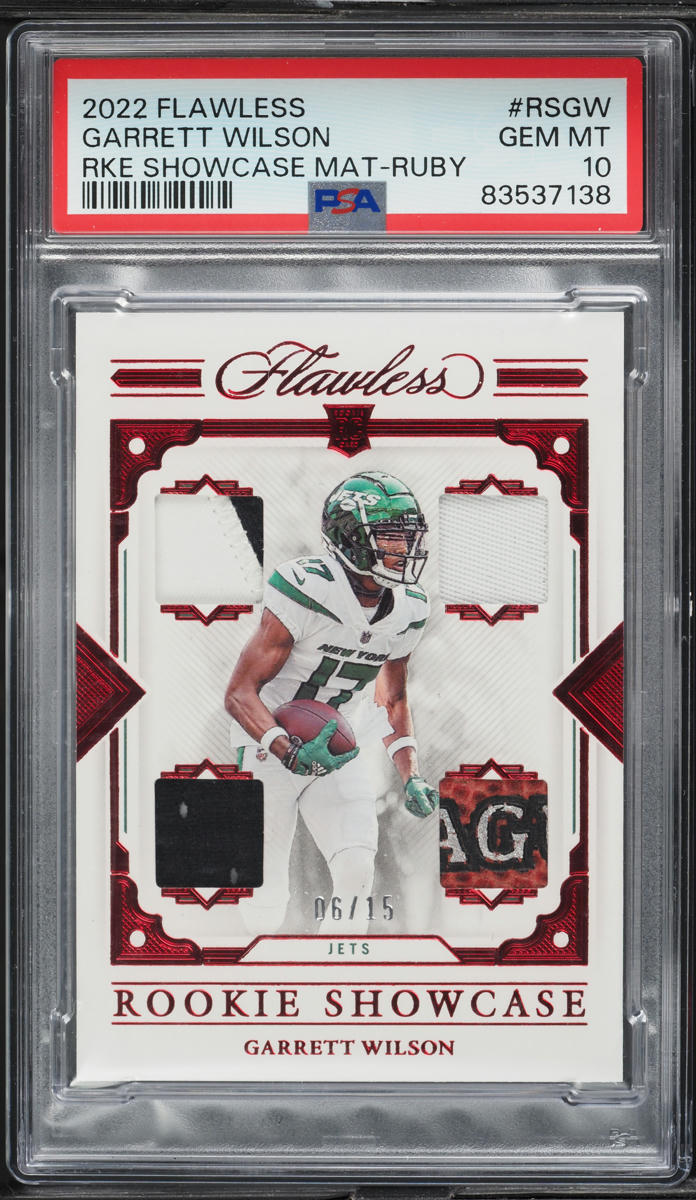 2022 Panini Flawless Showcase Ruby Garrett Wilson RC PATCH /15 #RSGW PSA 10 GEM