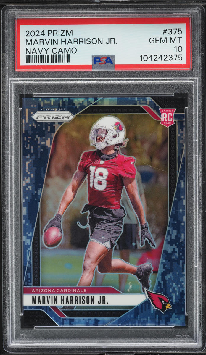2024 Panini Prizm Football Navy Camo Marvin Harrison Jr. #375 PSA 10