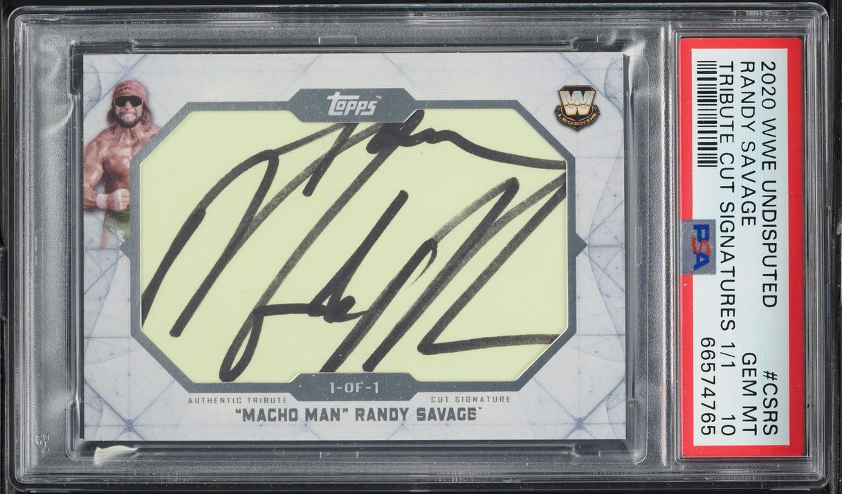 2020 Topps WWE Undisputed Tribute Cut Randy Savage AUTO 1/1 #CSRS PSA 10 GEM
