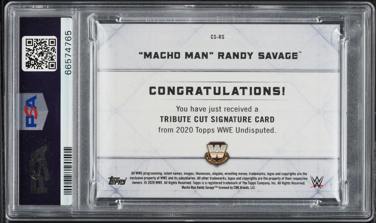 2020 Topps WWE Undisputed Tribute Cut Randy Savage AUTO 1/1 #CSRS PSA 10 GEM