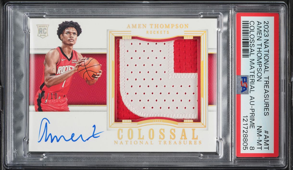 2023 National Treasures Colossal Prime Amen Thompson ROOKIE PATCH AUTO /10 PSA 8