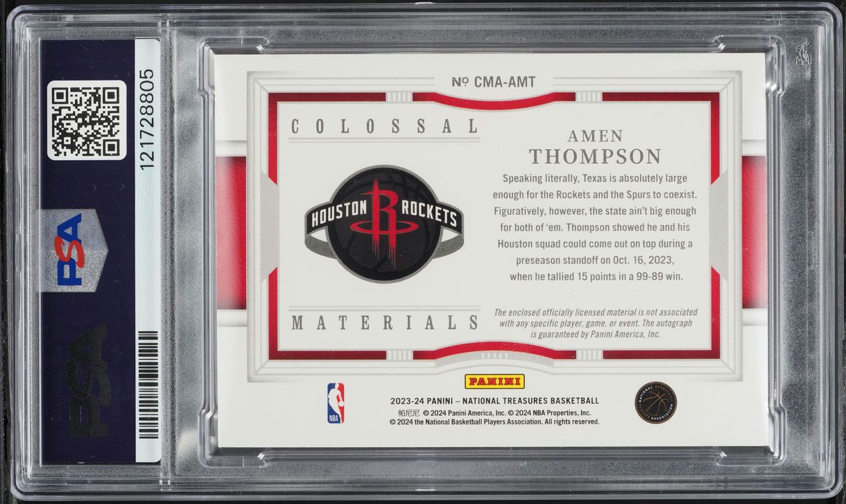 2023 National Treasures Colossal Prime Amen Thompson ROOKIE PATCH AUTO /10 PSA 8