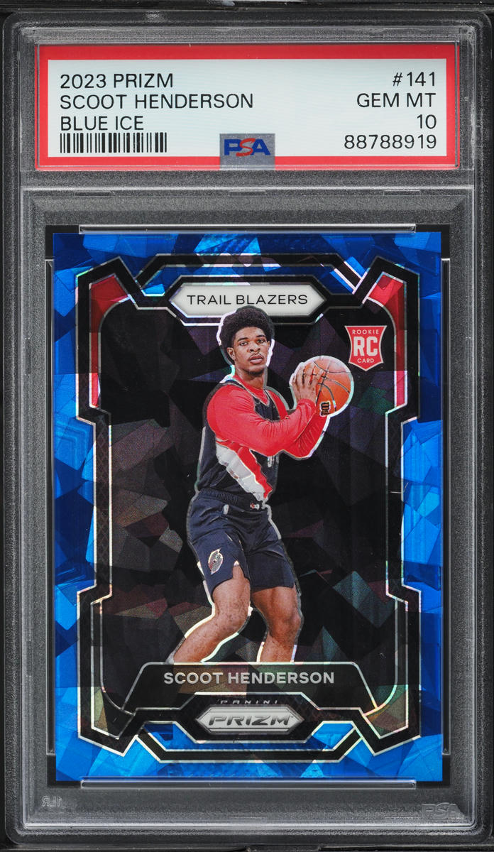 2023 Panini Prizm Blue Ice Scoot Henderson ROOKIE /125 #141 PSA 10 GEM MINT