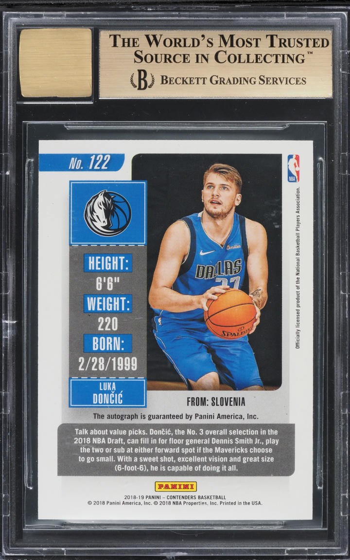 2018 Panini Contenders Luka Doncic ROOKIE AUTO #122 BGS 9.5 GEM MINT