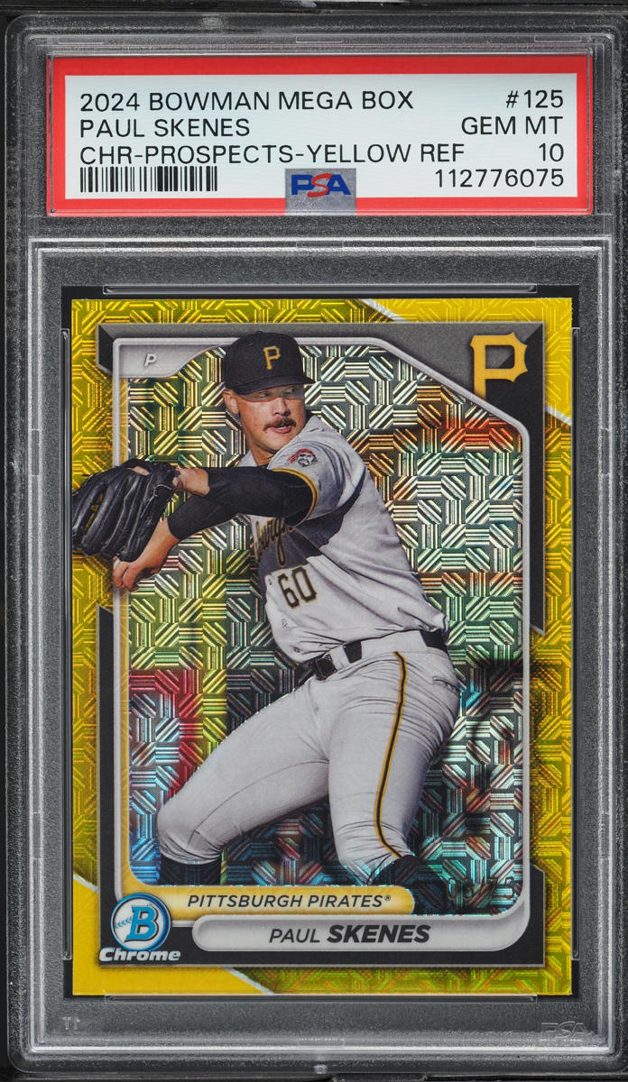 2024 Bowman Chrome Mega Box Yellow Refractor Paul Skenes /75 #125 PSA 10 GEM