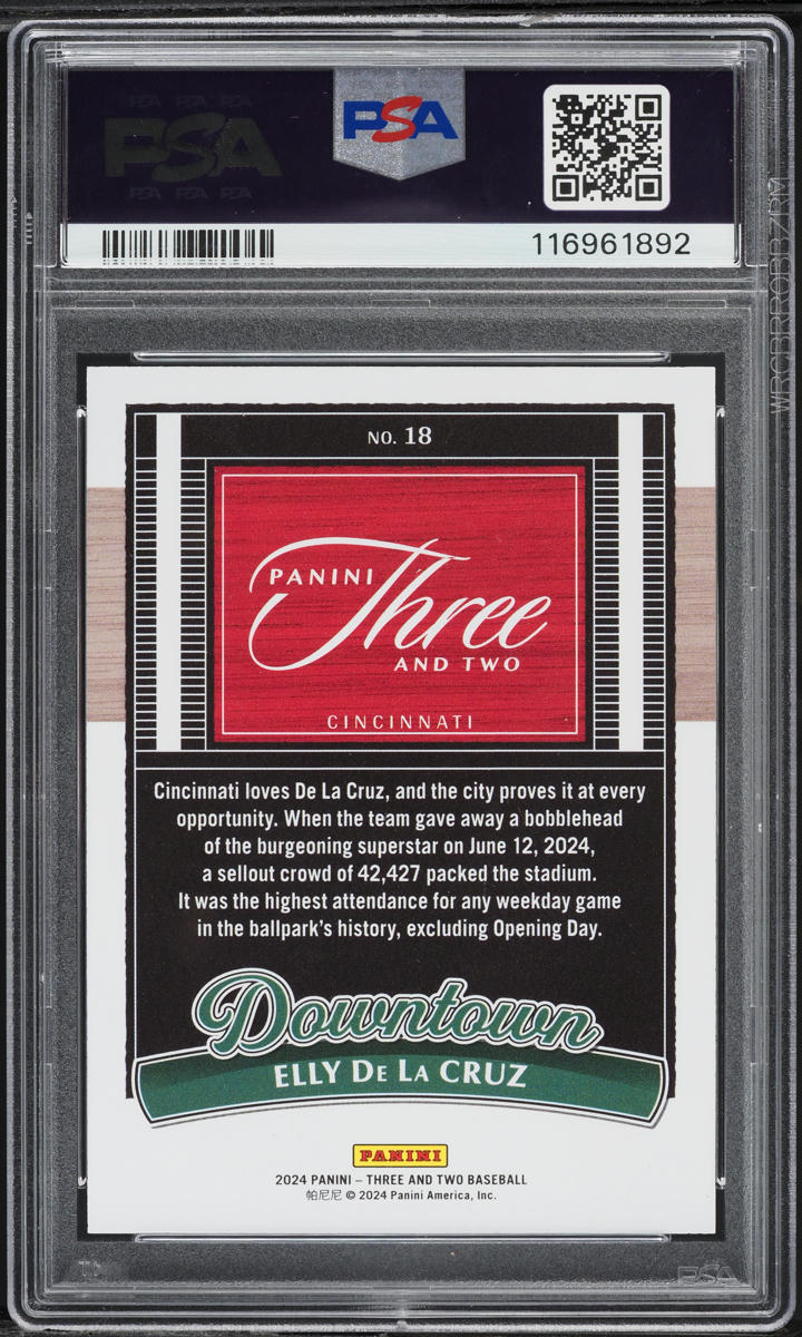 2024 Panini Three And Two Downtown Elly De La Cruz ROOKIE #18 PSA 10 GEM MINT