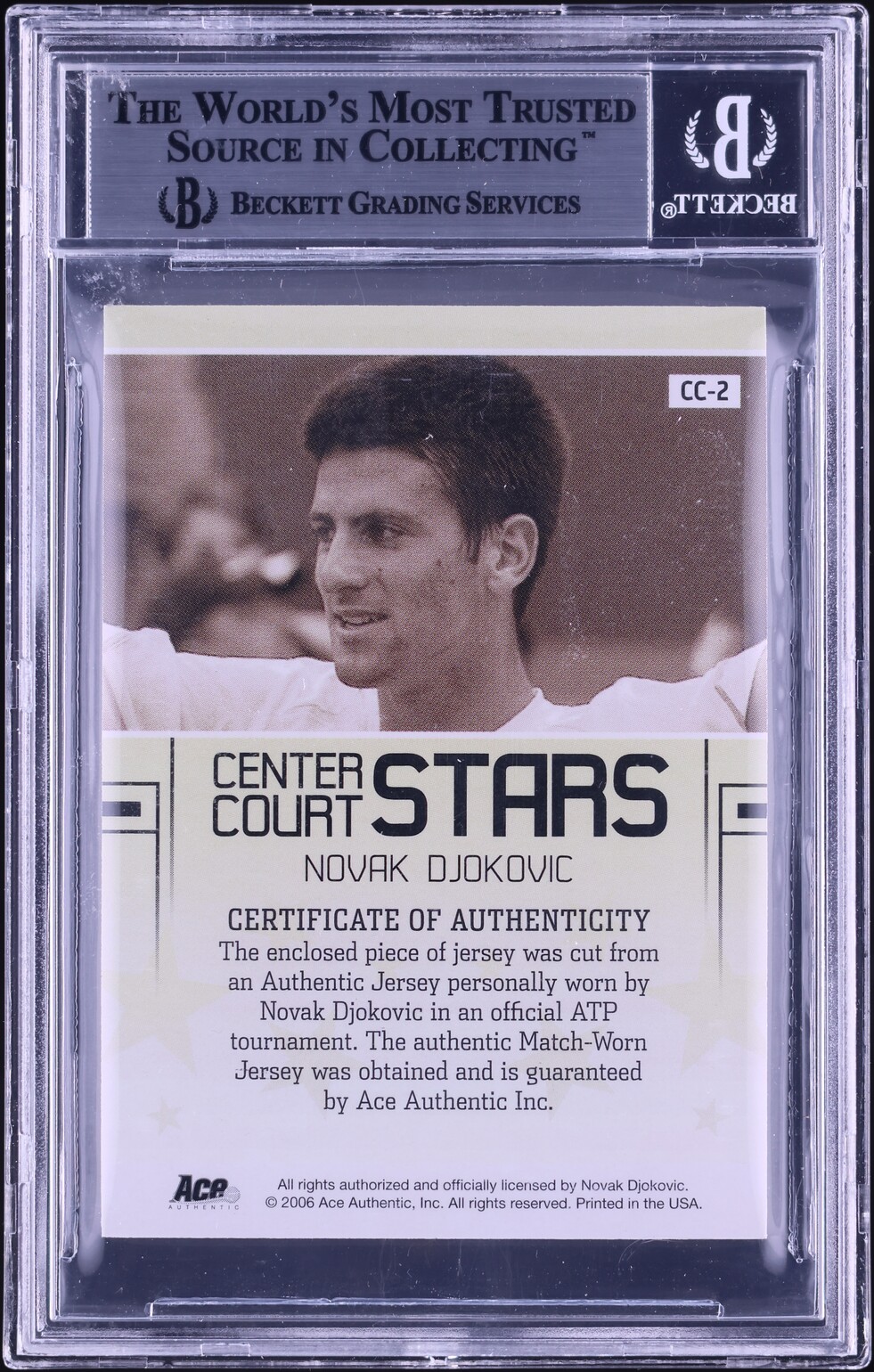 2006 Ace Authentic Grand Slam Center Novak Djokovic ROOKIE PATCH