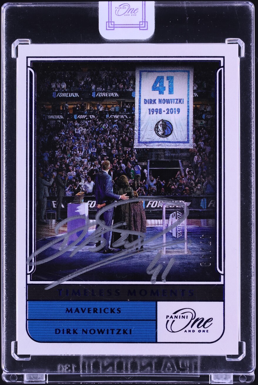 2021 Panini One And One Timeless Moments Blue Dirk Nowitzki AUTO /49 #TM-DNK