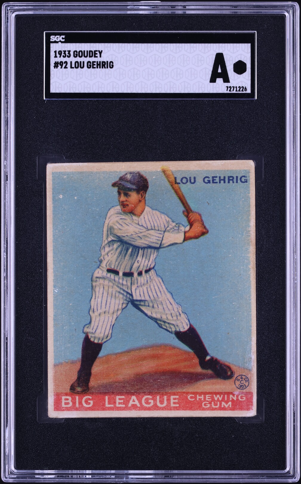 1933 Goudey Lou Gehrig #92 SGC AUTH