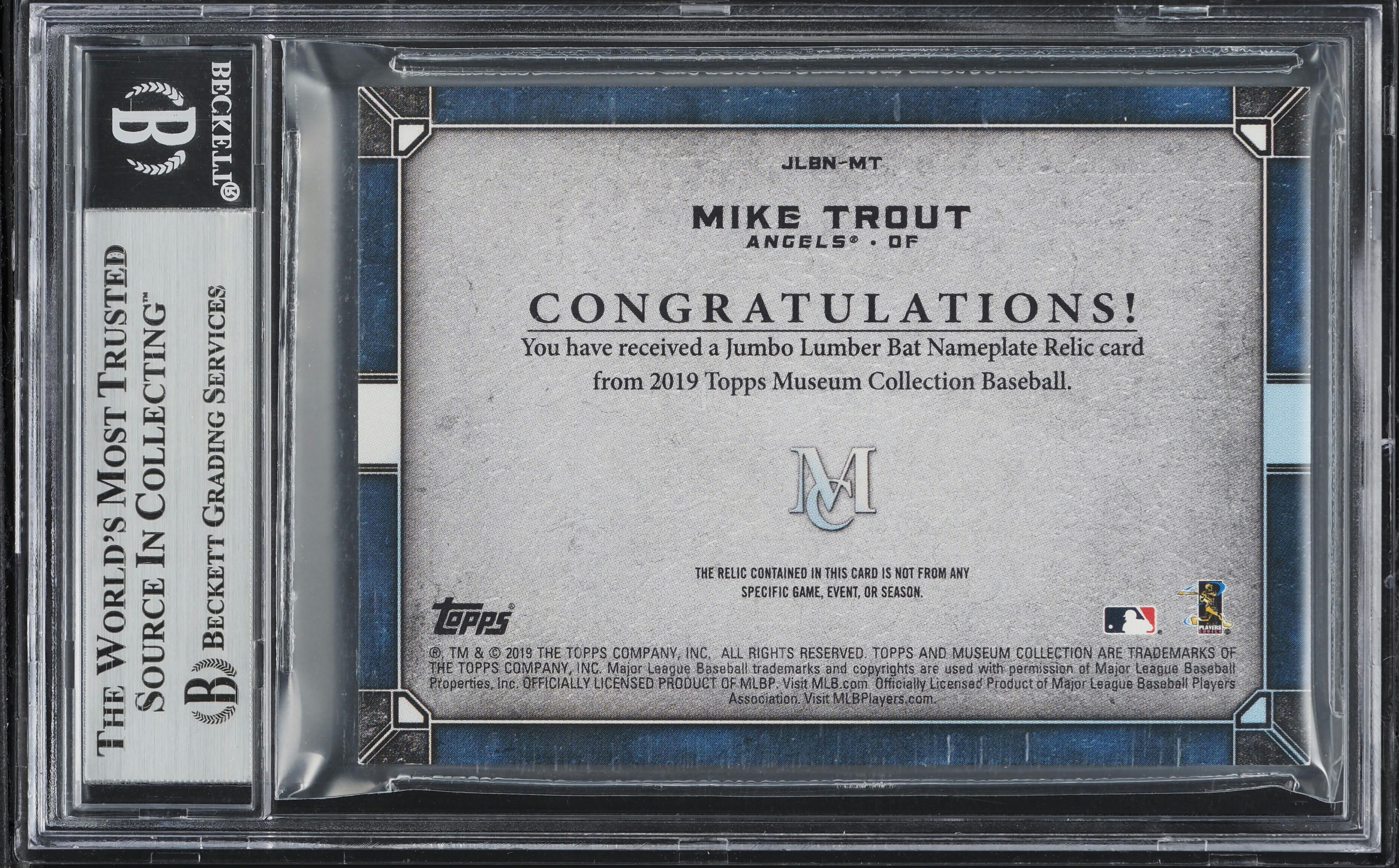 2019 Topps Museum Collection Jumbo Nameplates Mike Trout RELIC 1/1