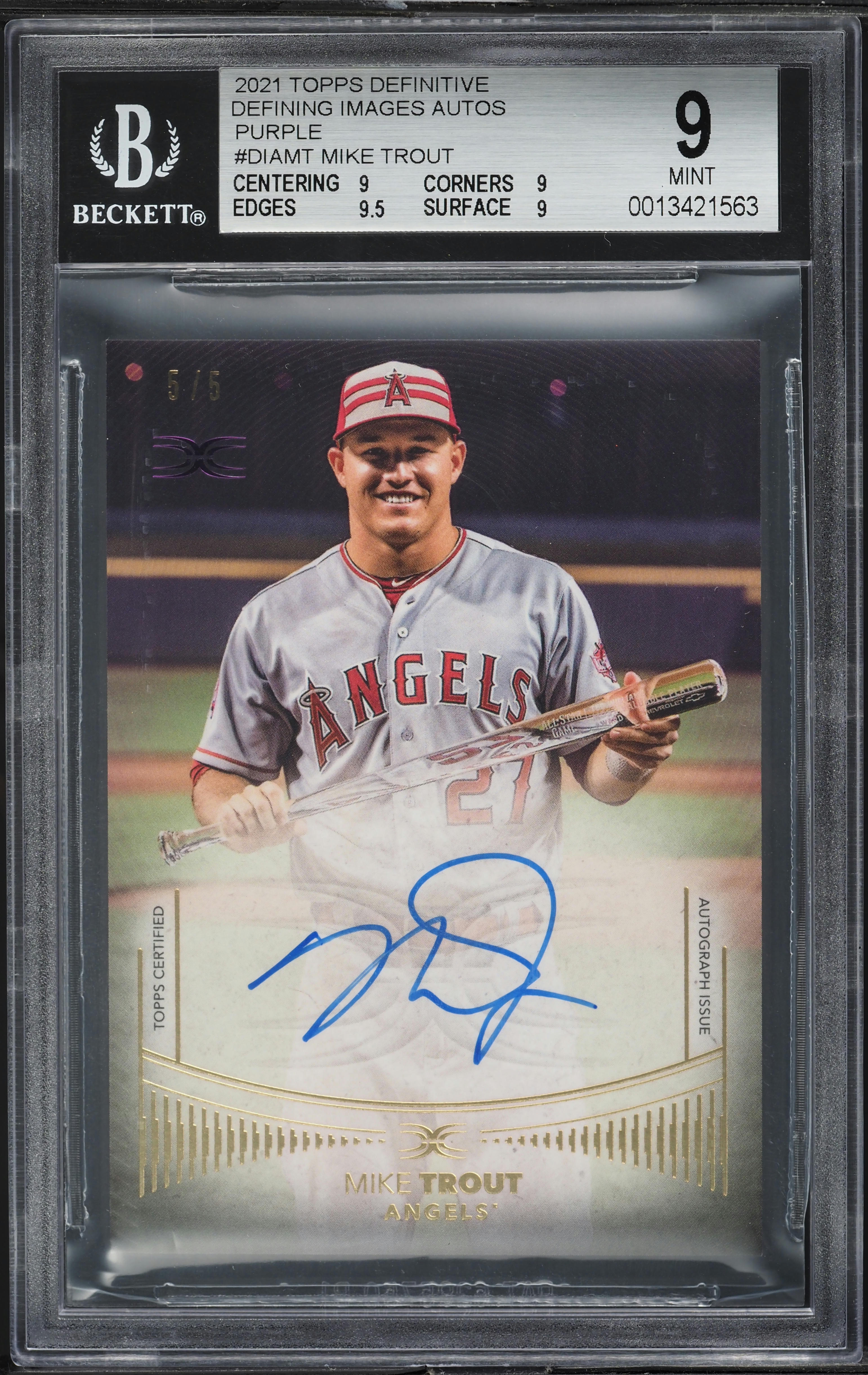 2021 Topps Definitive Collection Defining Images Purple Mike Trout