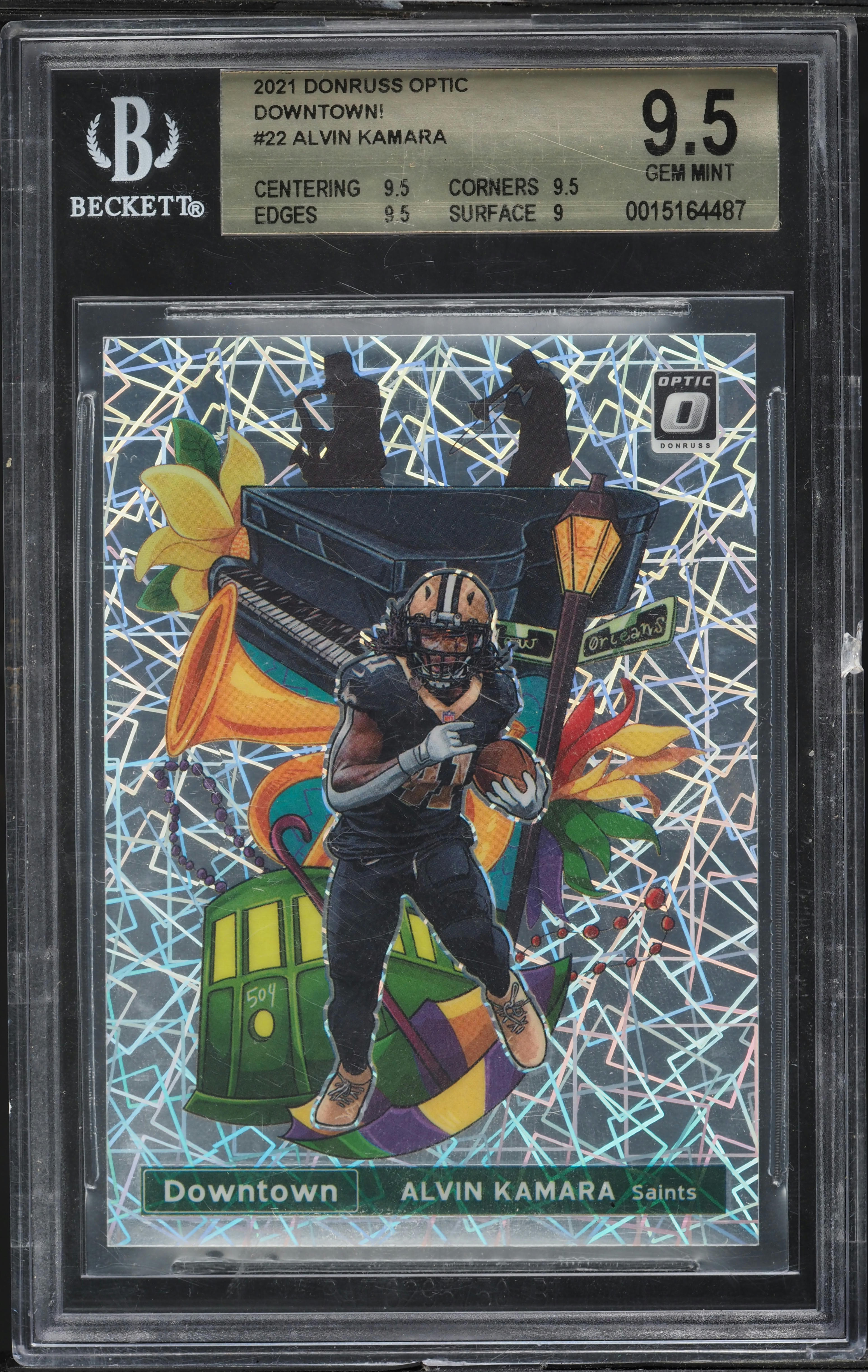 2021 Donruss Optic Downtown Alvin Kamara #22 BGS 9.5 GEM MINT on