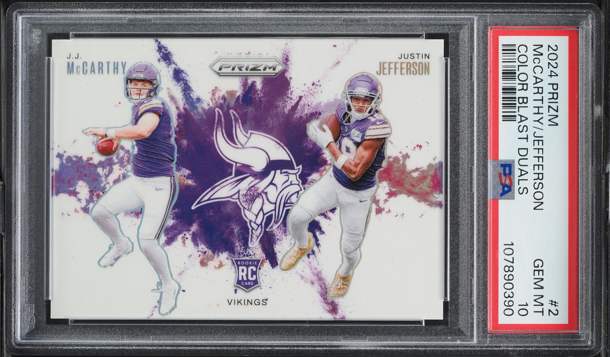 2024 Panini Prizm Color Blast Duals Jefferson McCarthy ROOKIE #2 PSA 10 GEM MINT
