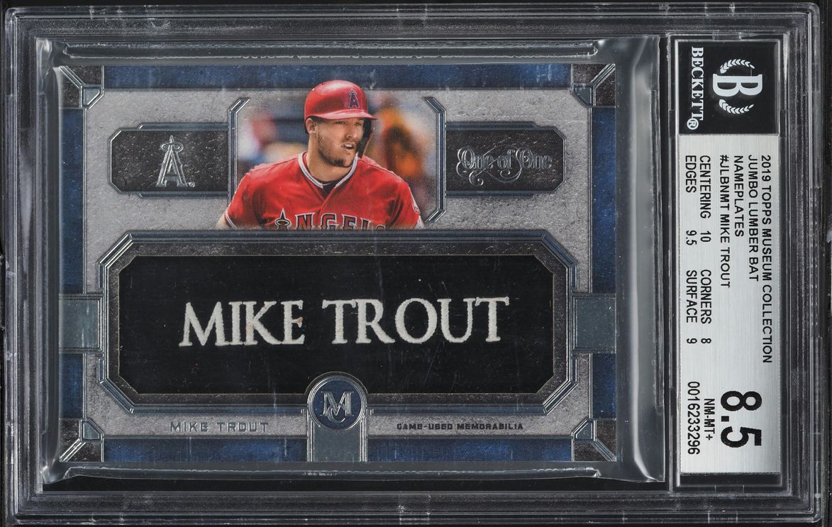 2019 Topps Museum Collection Jumbo Nameplates Mike Trout RELIC 1/1