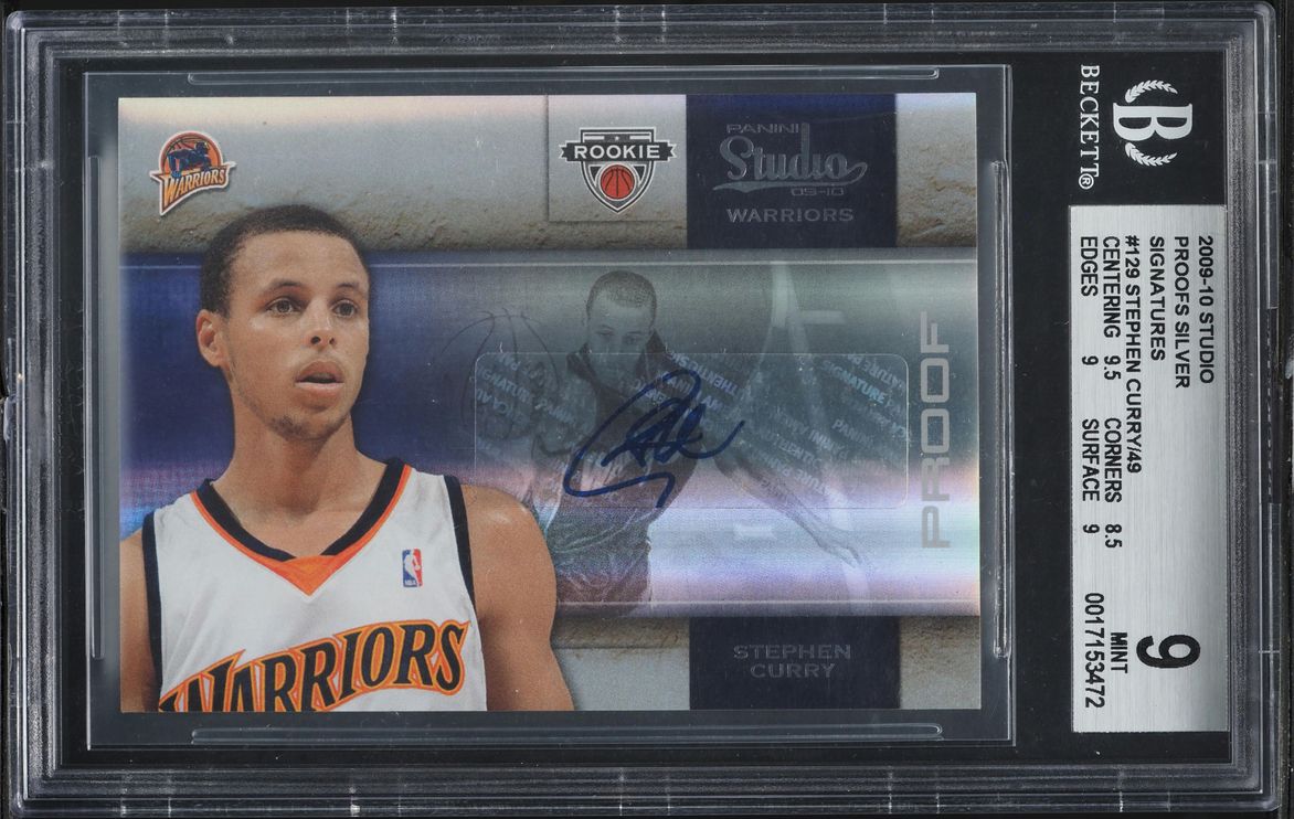 2009 Panini Studio Proofs Silver Stephen Curry ROOKIE AUTO /49 #129 BGS 9 MINT