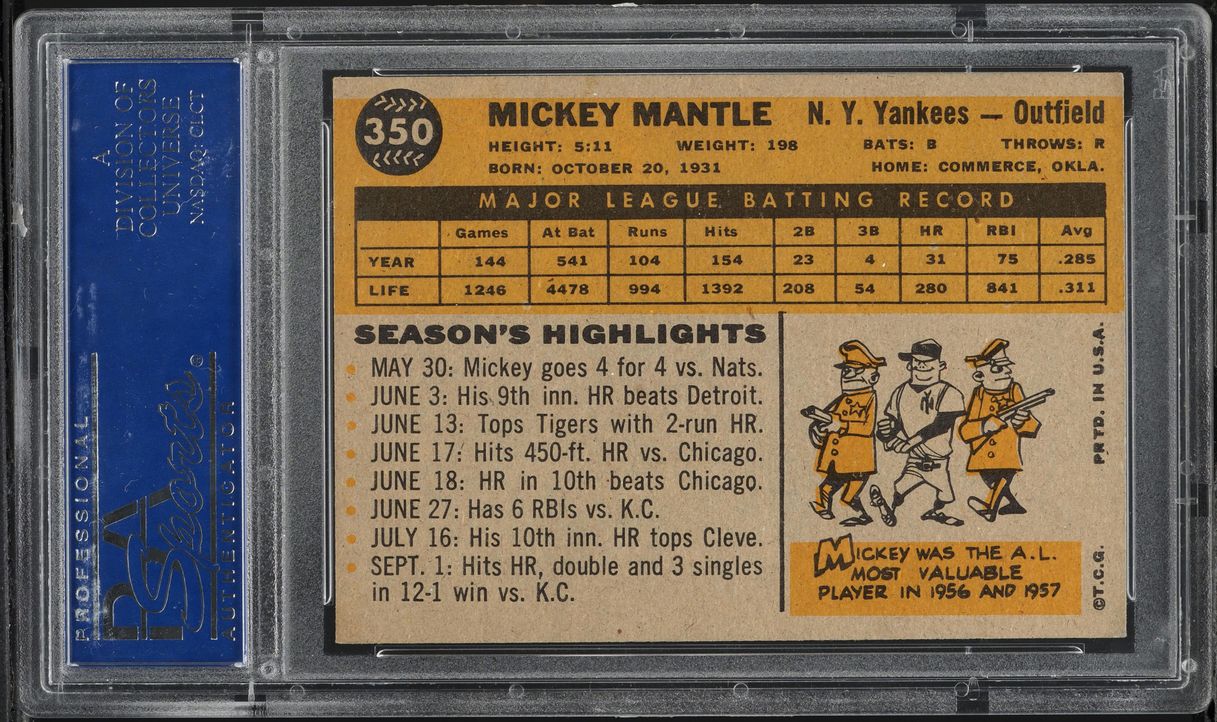 1960 Topps Mickey Mantle #350 PSA 7 NRMT
