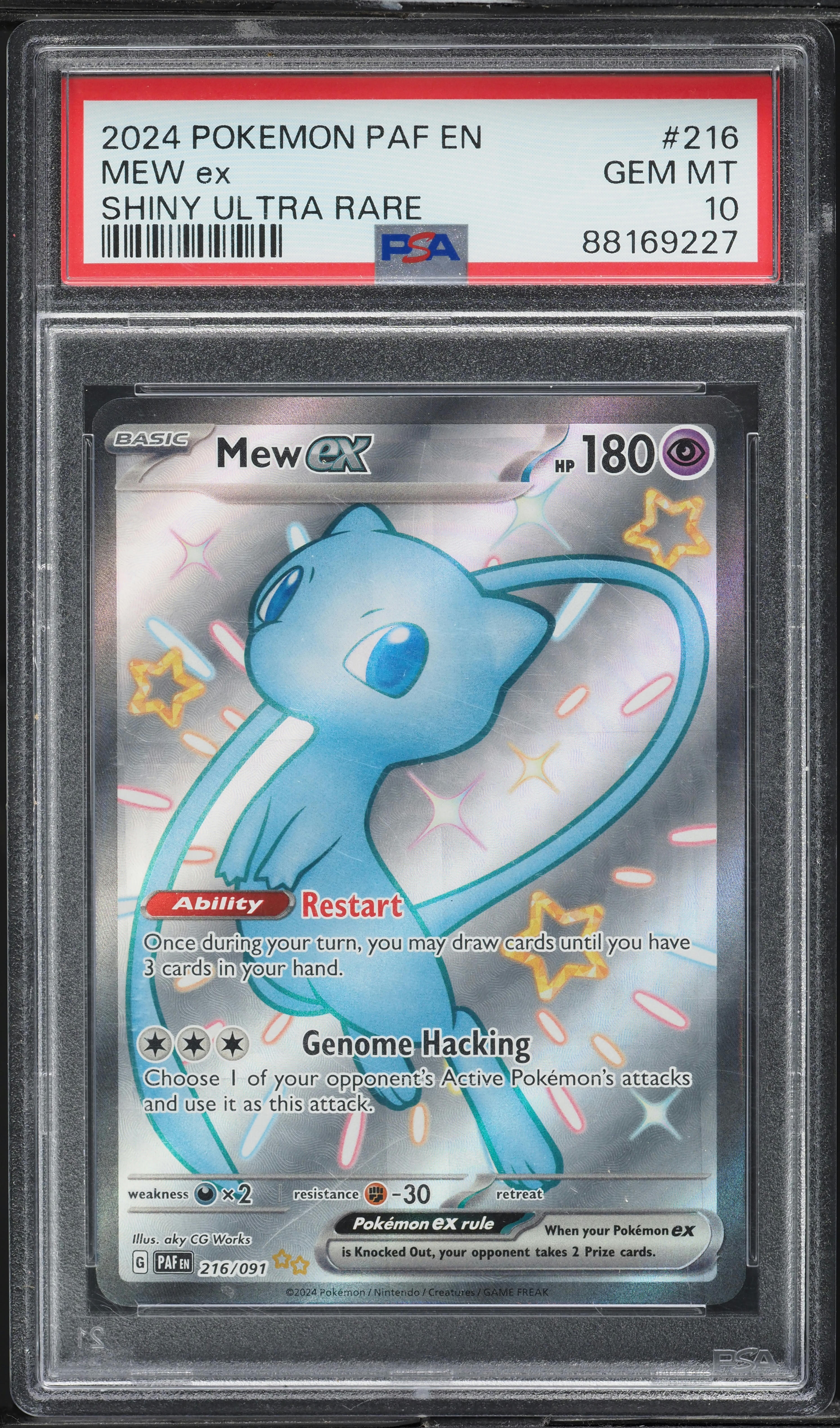 2024 Pokemon SV Paldean Fates Full Art Shiny Mew ex #216 PSA 10