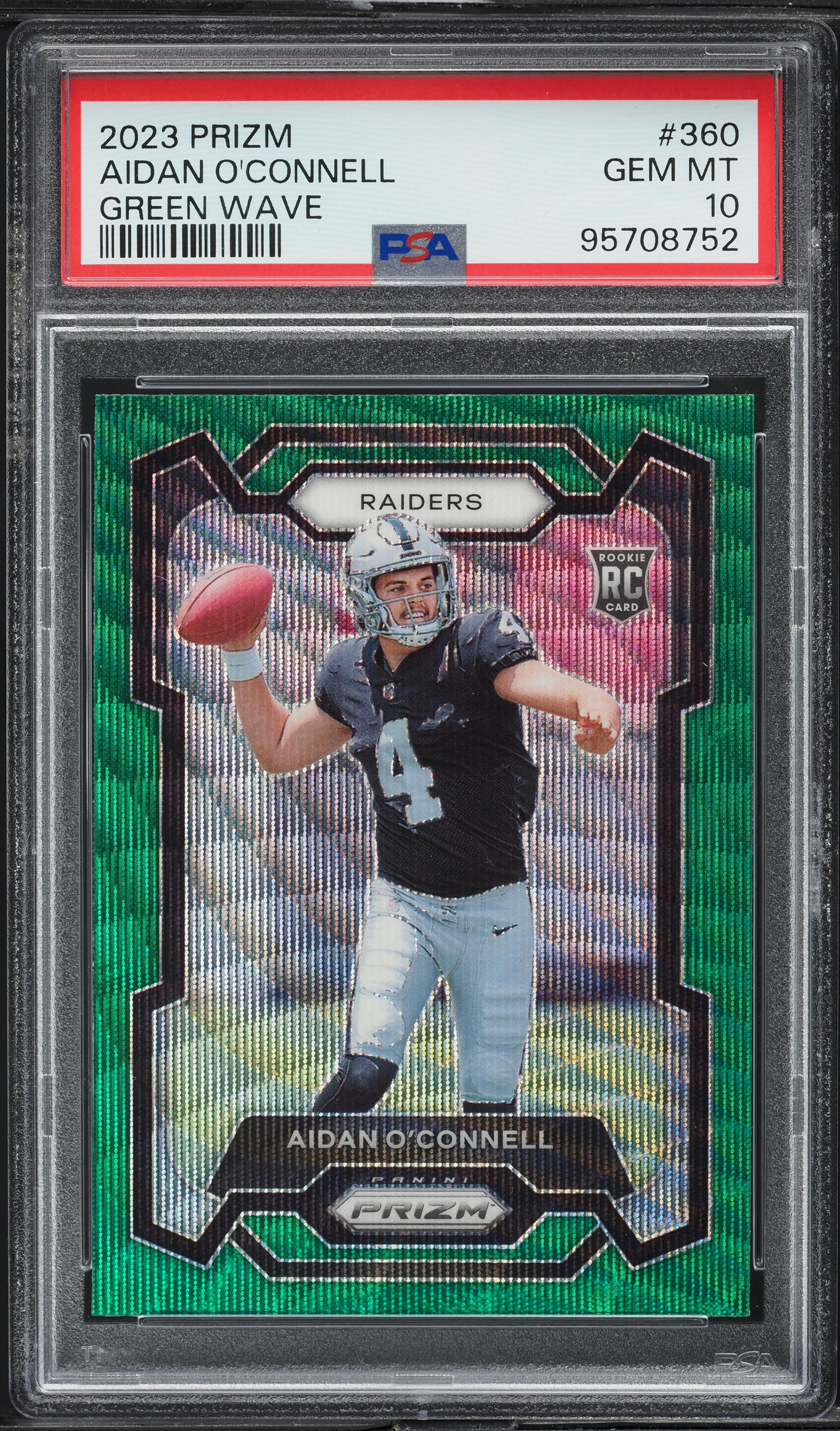 2023 Panini Prizm Green Wave Aidan O'Connell ROOKIE #360 PSA 10