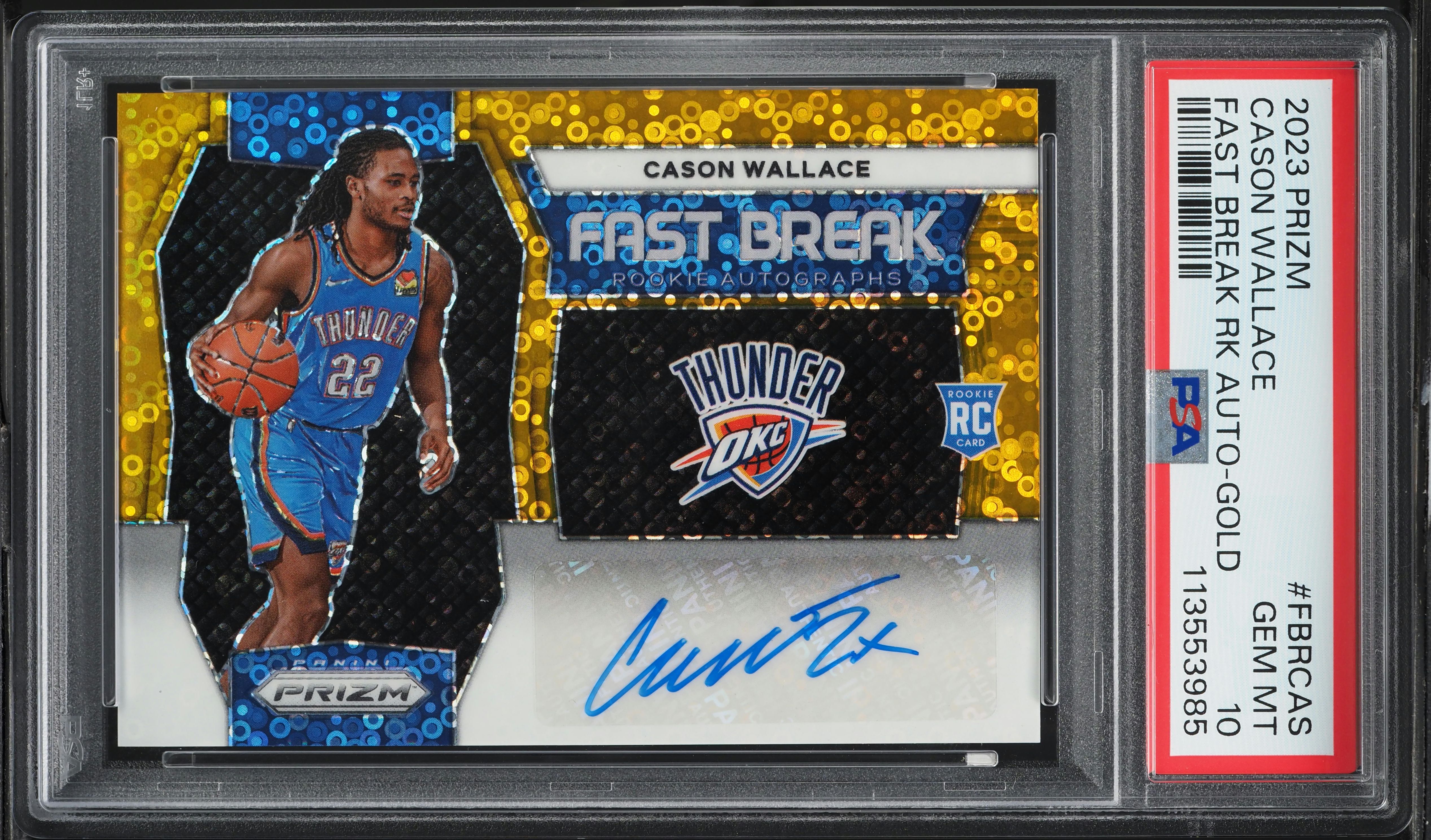 2023 Panini Prizm Fast Break Gold Cason Wallace ROOKIE AUTO /10 
