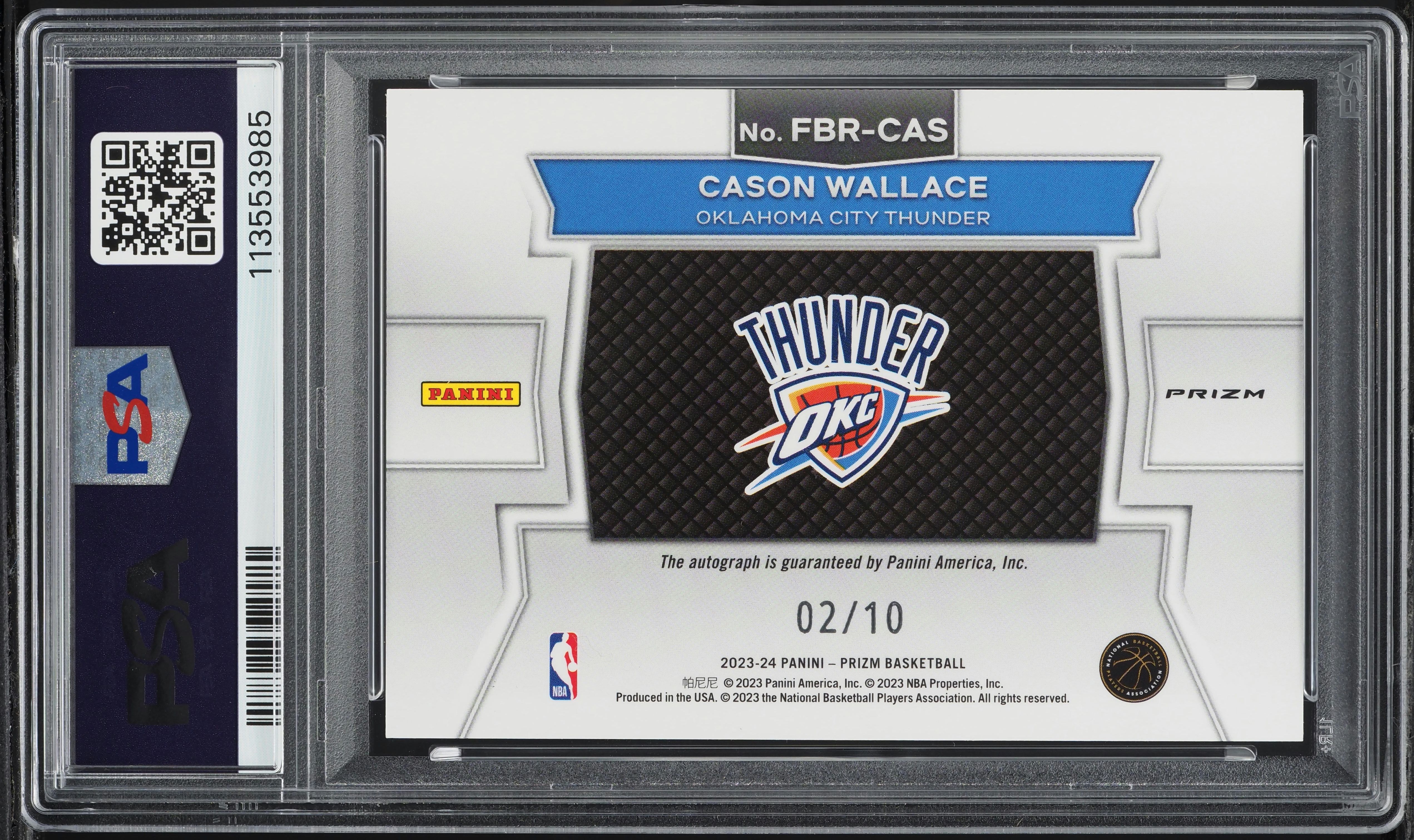 2023 Panini Prizm Fast Break Gold Cason Wallace ROOKIE AUTO /10 