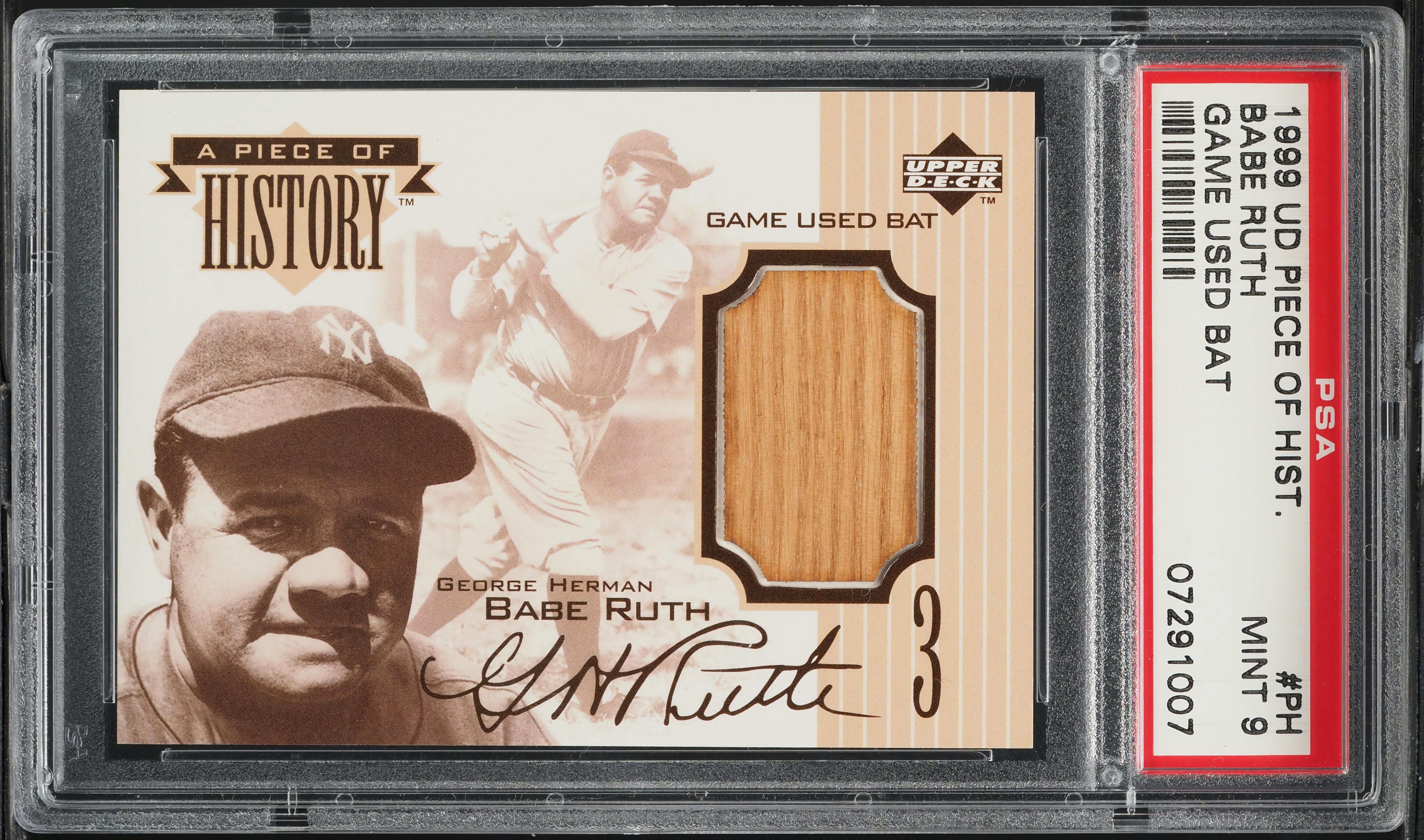 1999 Upper Deck A Piece Of History Babe Ruth GAME USED BAT PATCH 