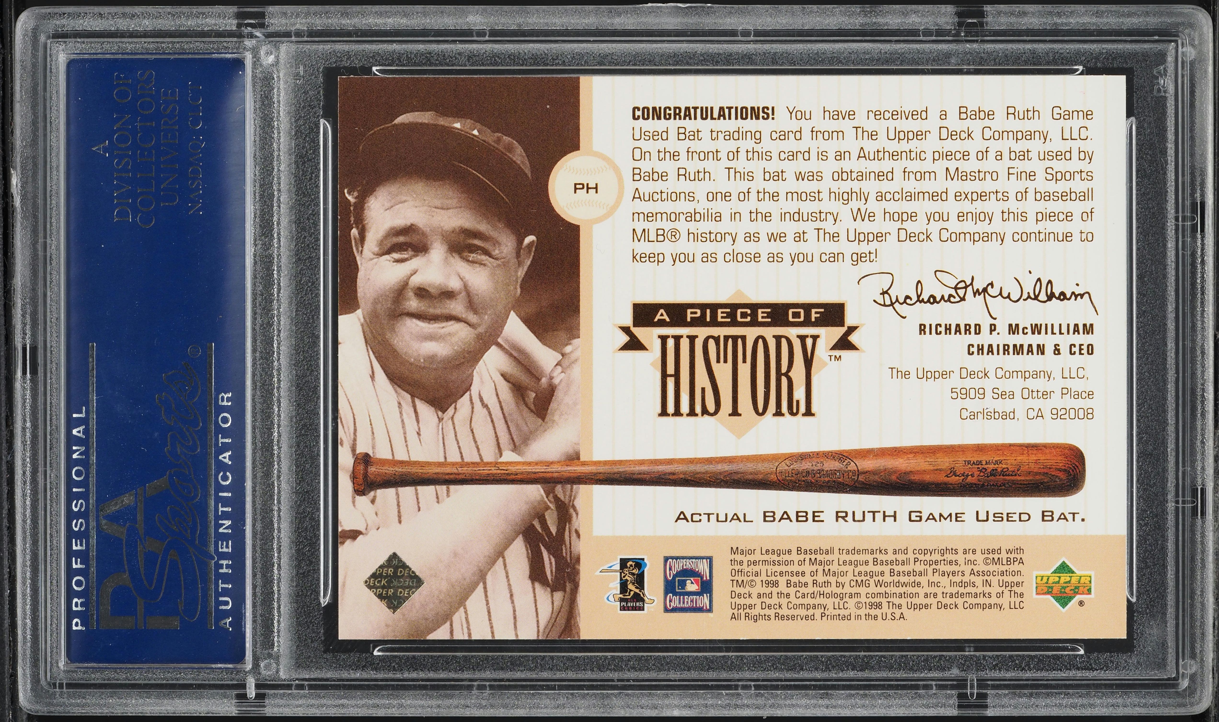 babe ruth holographic baseball card Pennzoni Baseball Storage Card Case, Graded & Ungraded Cards Solid Hardwood Box, Walnut main image 1