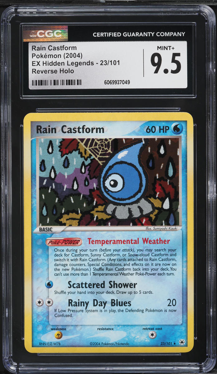 2004 Pokemon EX Hidden Legends Reverse Holo Rain Castform #23 CGC 9.5 MINT+