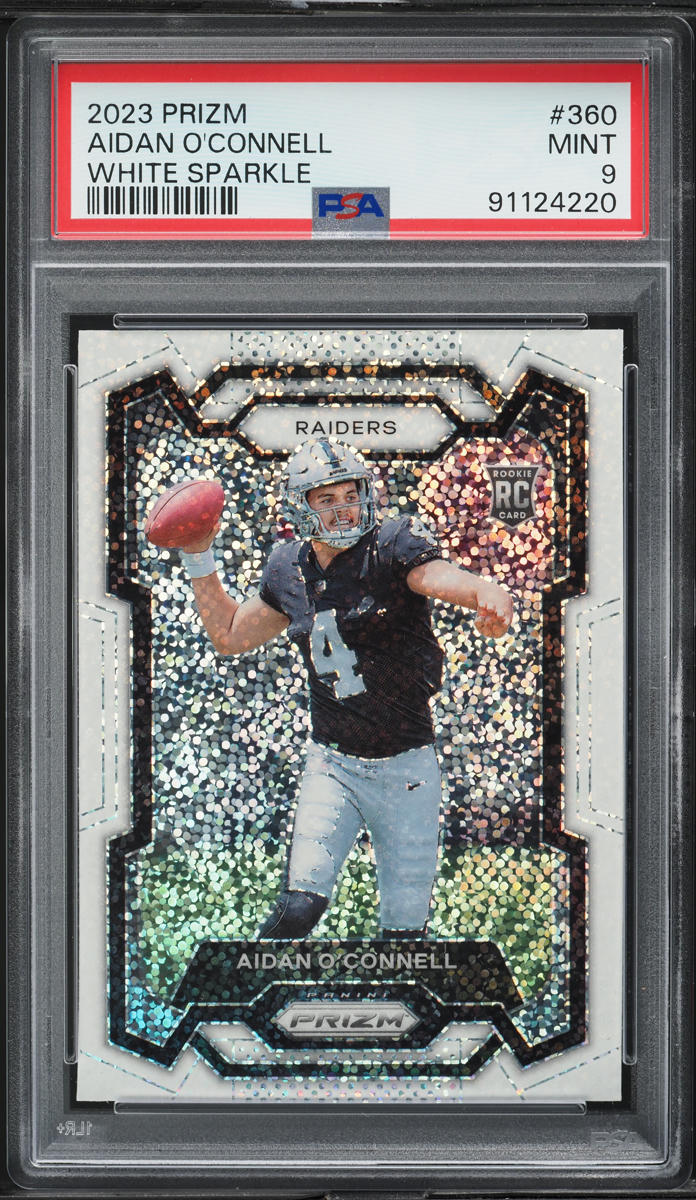 2023 Panini Prizm White Sparkle Aidan O'Connell ROOKIE #360 PSA 9 MINT