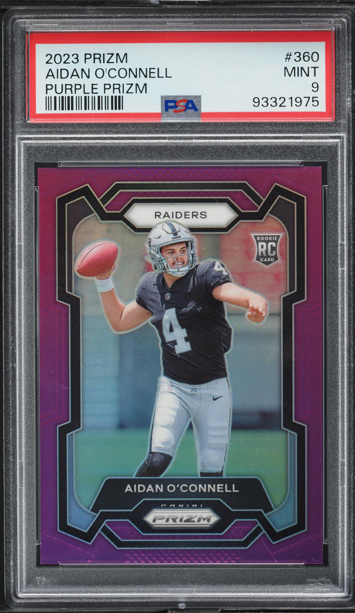 2023 Panini Prizm Purple Aidan O'Connell ROOKIE /125 #360 PSA 9 MINT