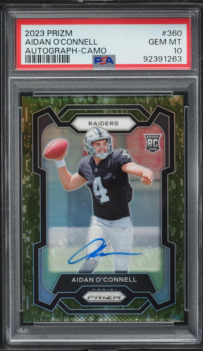 2023 Panini Prizm Camo Aidan O'Connell ROOKIE AUTO /25 #360 PSA 10 GEM MINT