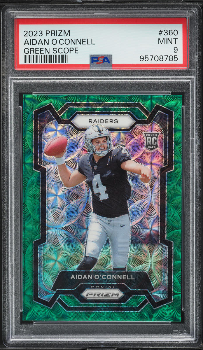 2023 Panini Prizm Green Scope Aidan O'Connell ROOKIE /75 #360 PSA 9 MINT