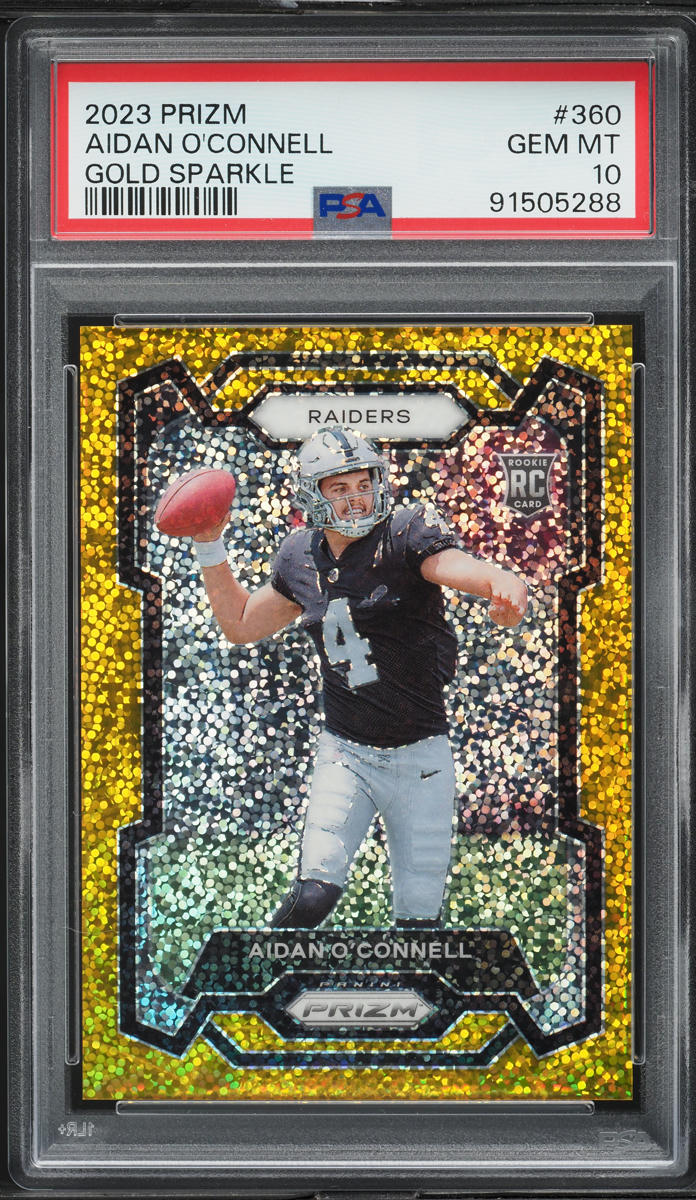 2023 Panini Prizm Gold Sparkle Aidan O'Connell ROOKIE /24 #360 PSA 10 GEM MINT