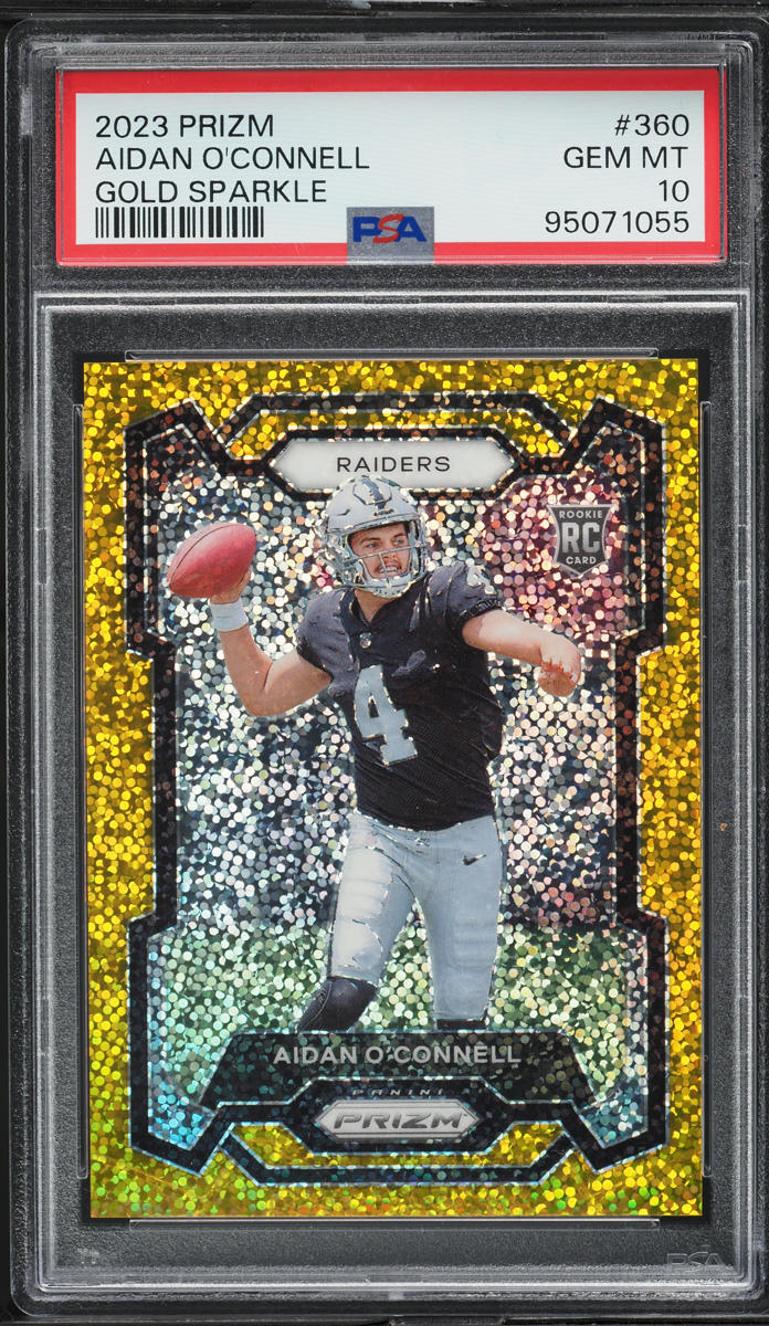 2023 Panini Prizm Gold Sparkle Aidan O'Connell ROOKIE /24 #360 PSA 10 GEM MINT