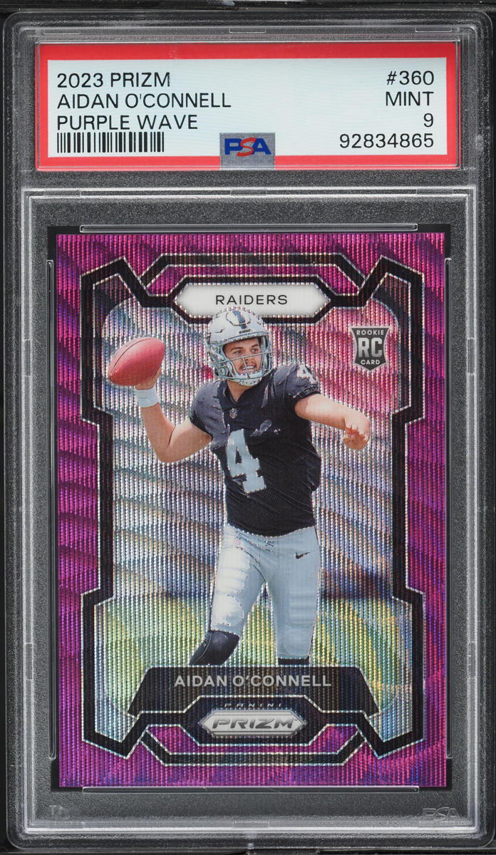 2023 Panini Prizm Purple Wave Aidan O'Connell ROOKIE /99 #360 PSA 9 MINT