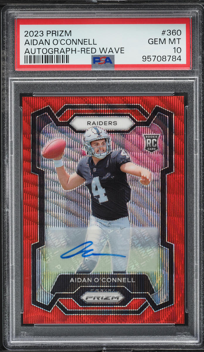 2023 Panini Prizm Red Wave Aidan O'Connell ROOKIE AUTO /149 #360 PSA 10 GEM MINT